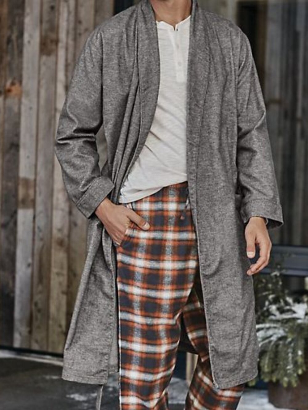 Garnet Hill Pima Cotton Lightweight Flannel Robe Unisex S (36-38) Orig. $99